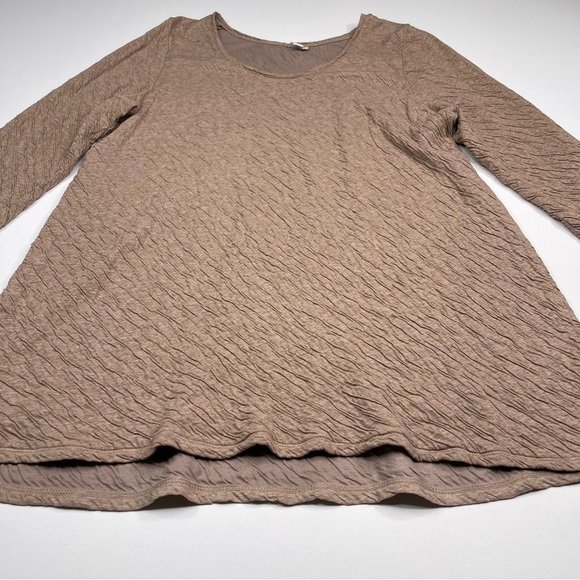 JJill Top Tunic Long Sleeve Tan Neutral Minimalist Lagenlook Office Career Brown - Picture 2 of 14